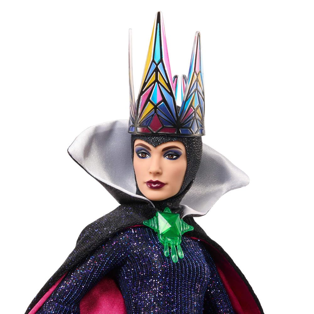 Disney Princess Evil Queen velvet cape detail enhances regal display.