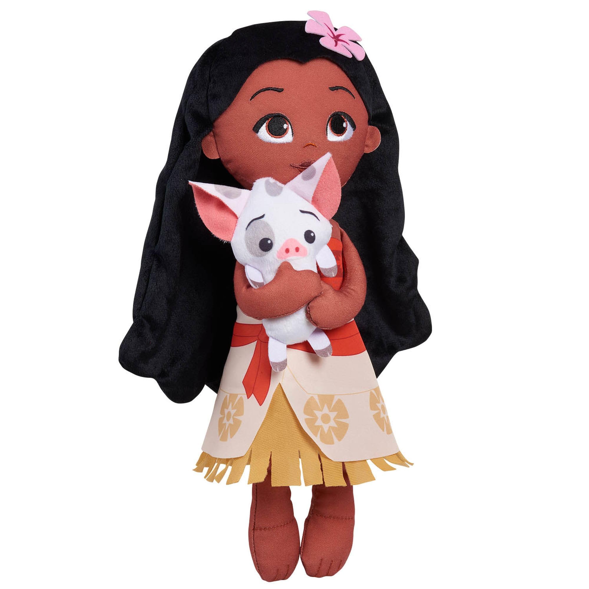 Moana’s skirt, sash, and flower detail ideal for dress-up pretend play.