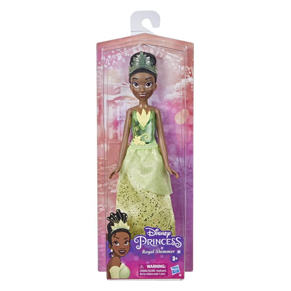 Disney Princess Royal Shimmer Tiana doll sparkly bodice close-up showcases gem-inspired sparkle.
