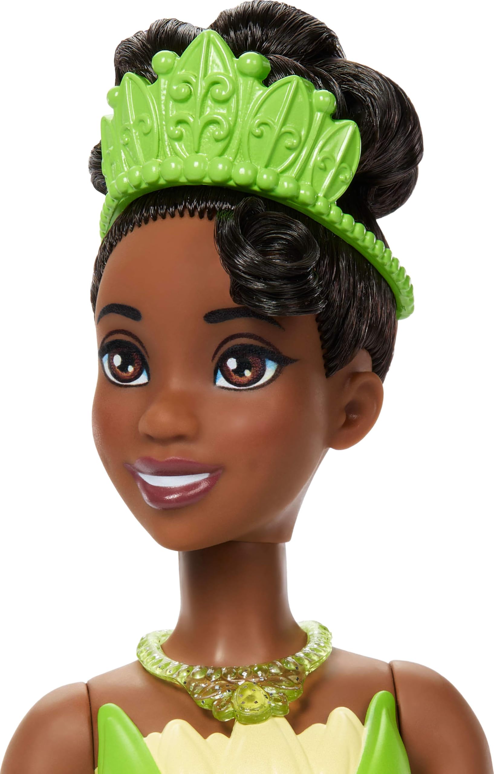Brushable hair and a tiara complete two magical looks.