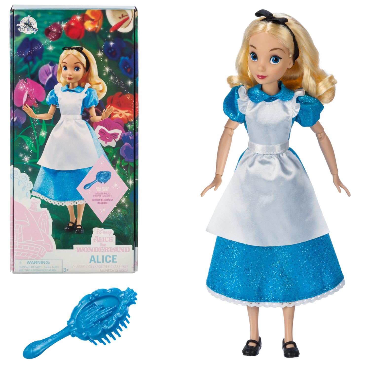 Disney Store Alice classic doll front view for display.