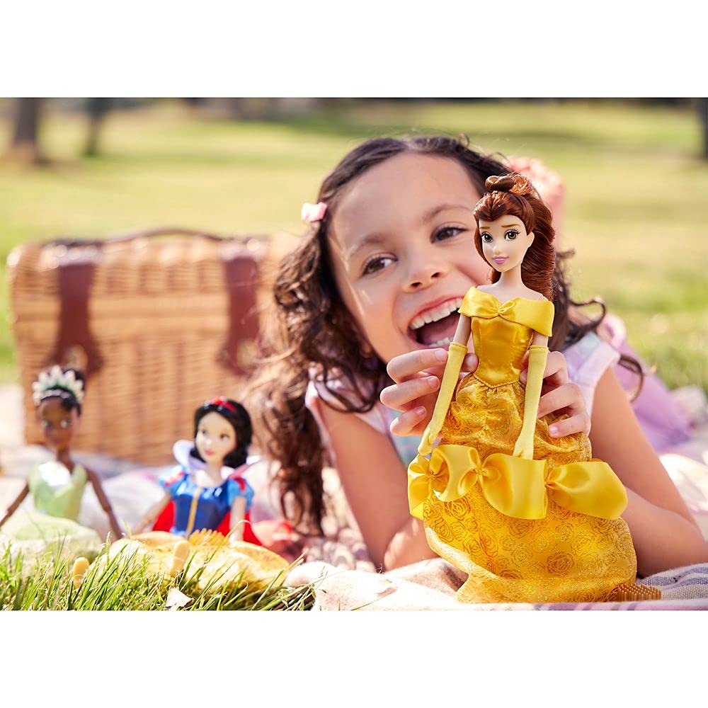 Disney Store Belle golden-trim details enhance authentic Beauty and the Beast styling.