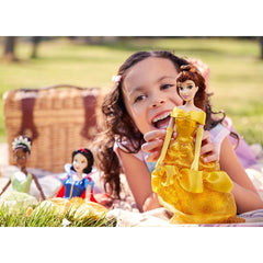Disney Store Belle golden-trim details enhance authentic Beauty and the Beast styling.