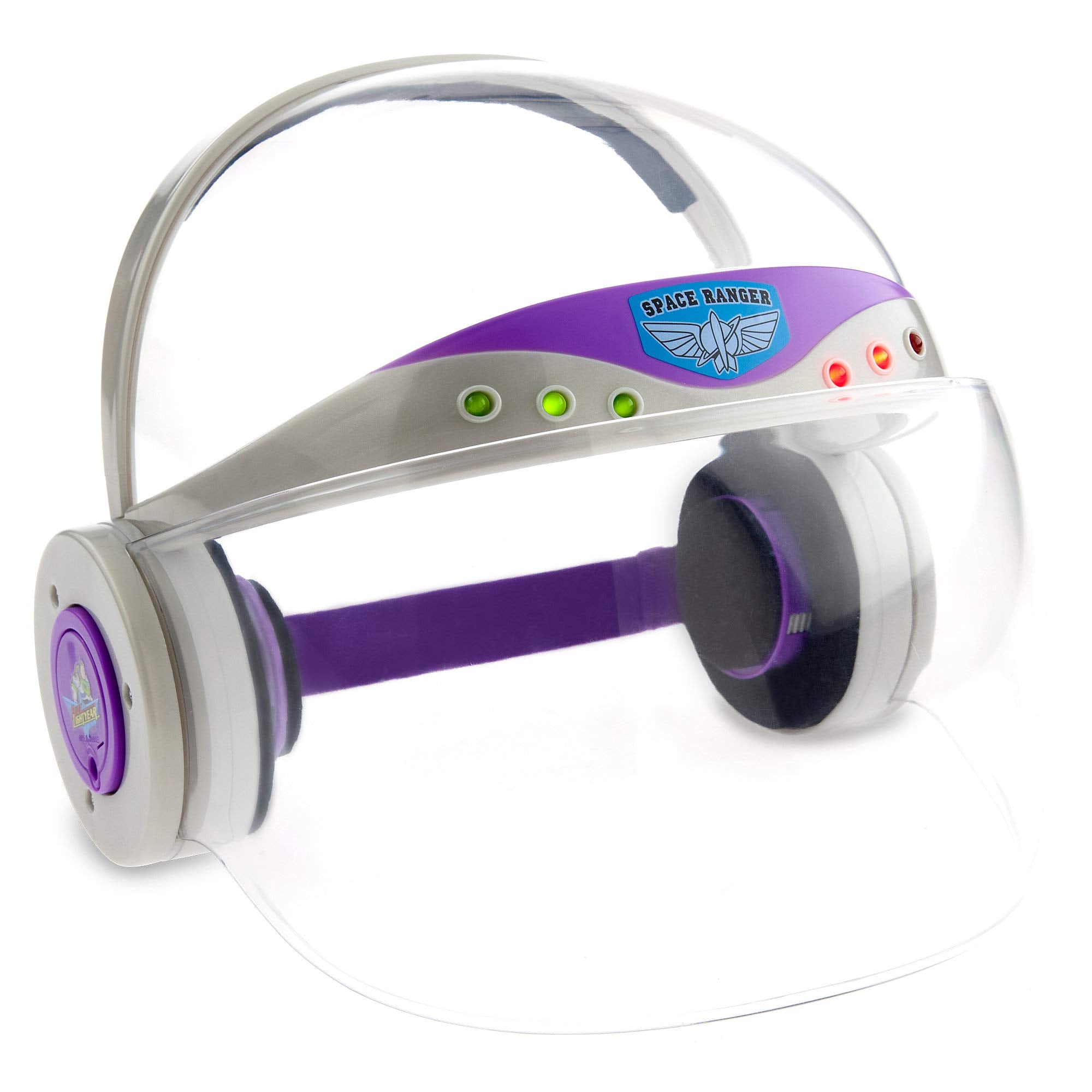 Disney Store Buzz Lightyear helmet features adjustable strap and foam padding for comfort