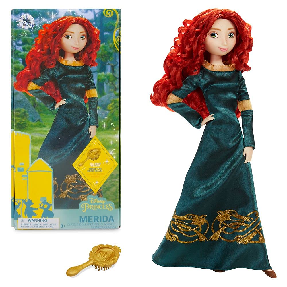 Disney Store Merida doll in her green dress for brave-inspired imaginative play.