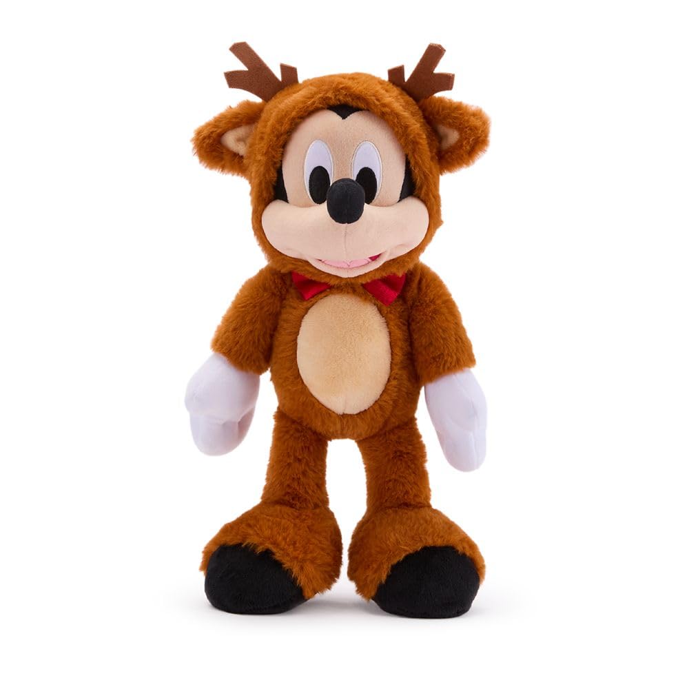 Disney Store Mickey Mouse Reindeer Plush full view showing the 15 inch cuddly character