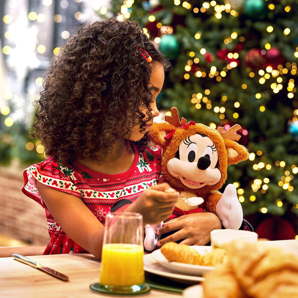 Disney Store Minnie Mouse Reindeer Plush with sparkling bow adds festive charm to any tree or shelf