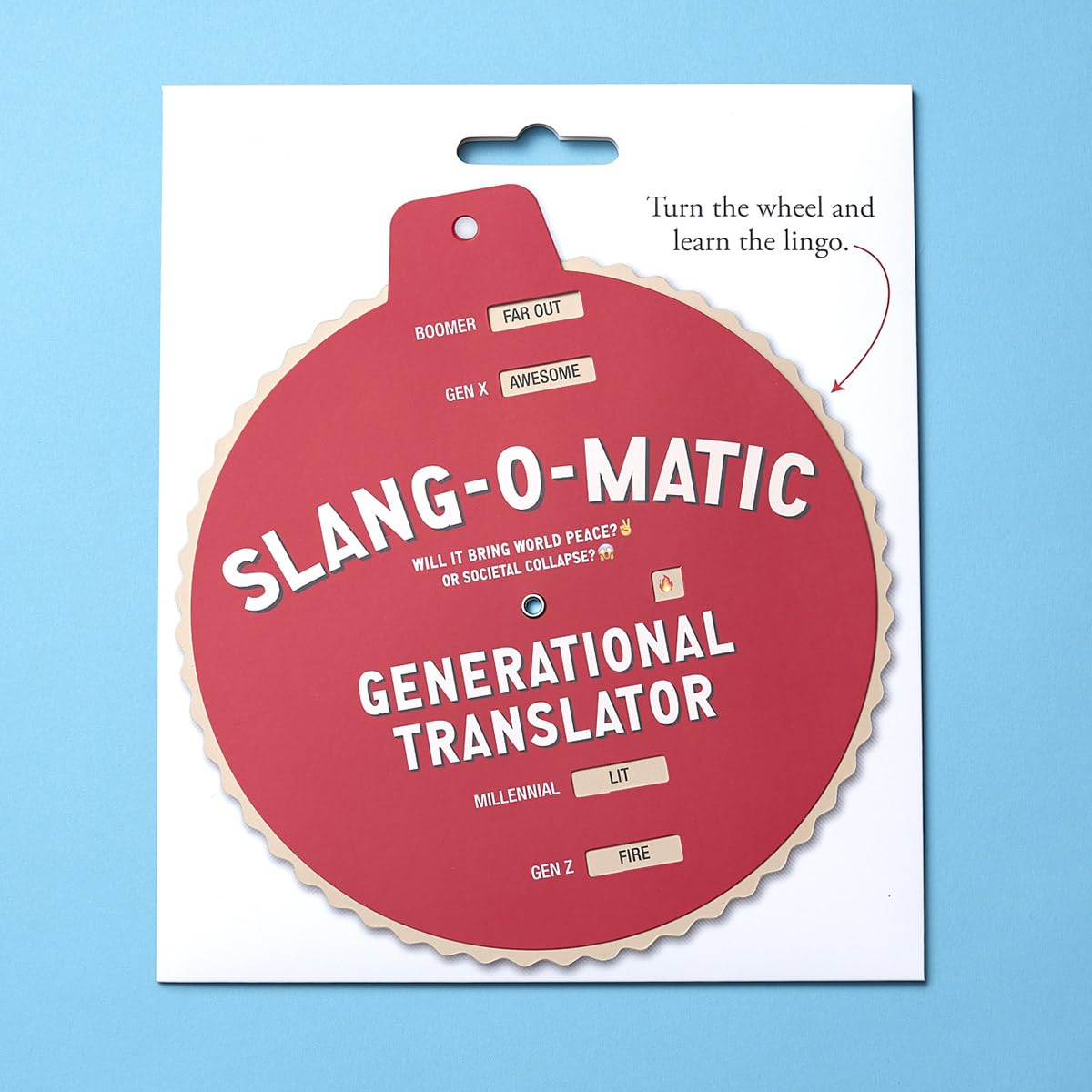 Dissent Pins Slang-o-Matic cardboard volvelle highlighting tactile retro design.