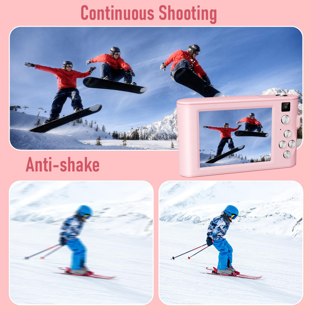 Diswoe Upgrade Kids Selfie Camera packaging pink, perfect gift presentation