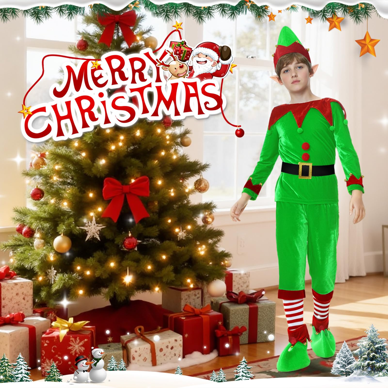 DITAIX Christmas Elf costume realistic elf ears for authentic look