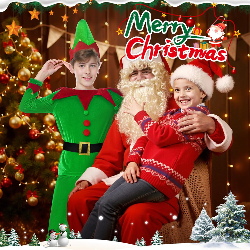 DITAIX Christmas Elf costume striped knee-high stockings for complete ensemble