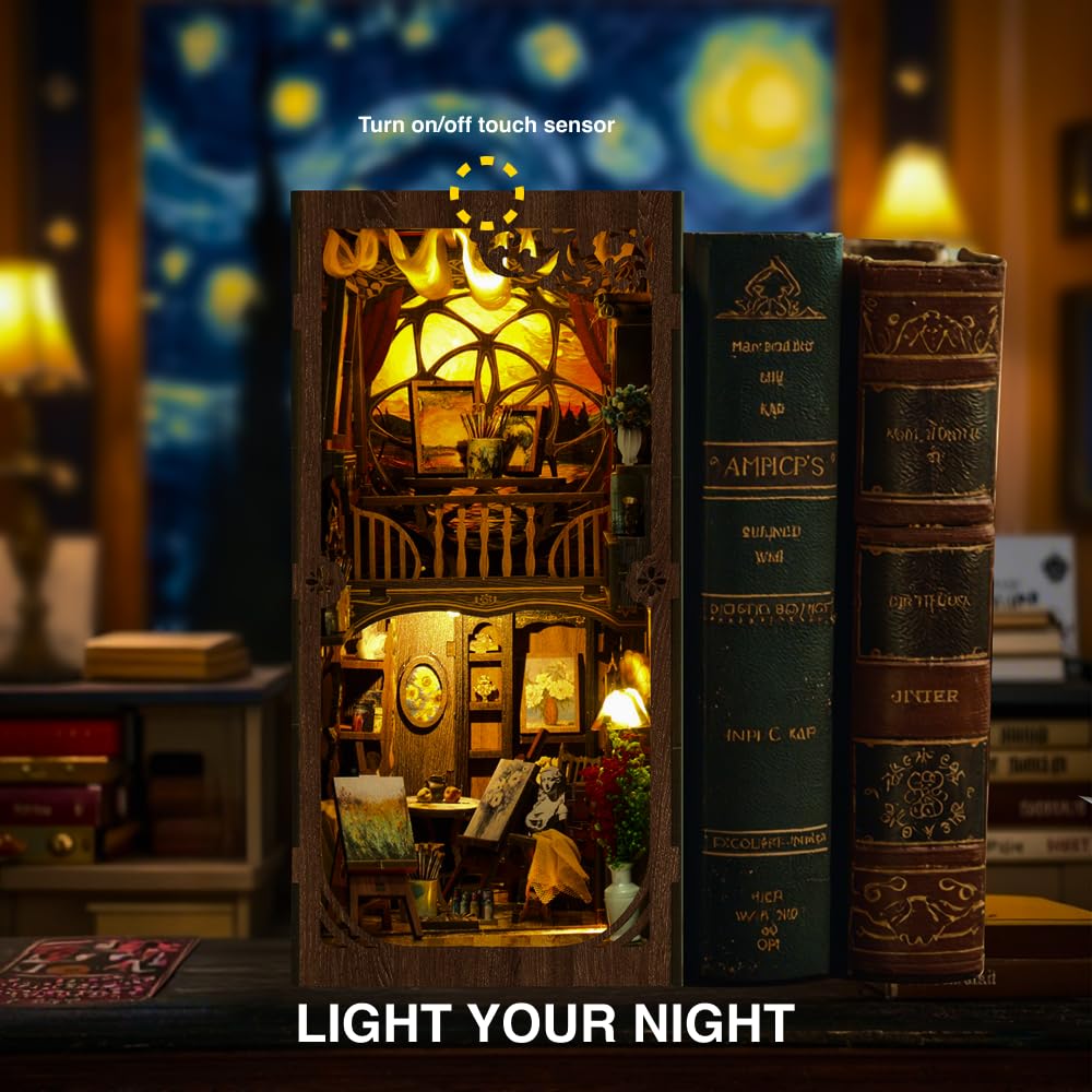 Ditila golden tones and celestial blues create a luxe nightscape