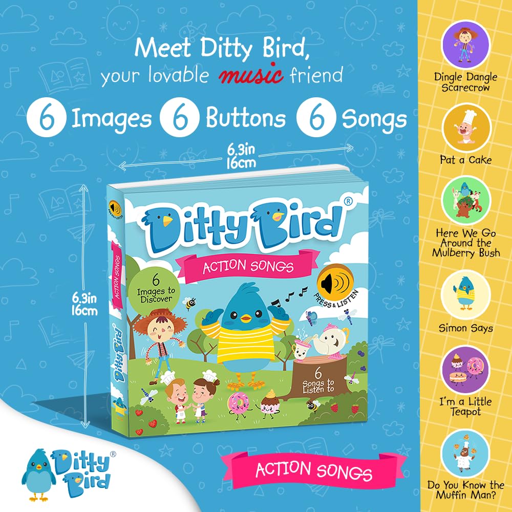 Ditty Bird interactive buttons closeup engaging toddlers during learning