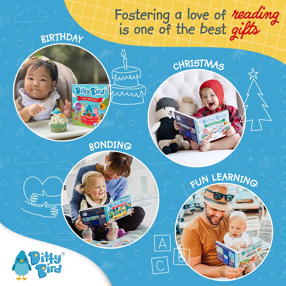 Ditty Bird toddler singing and playing with the book during activity