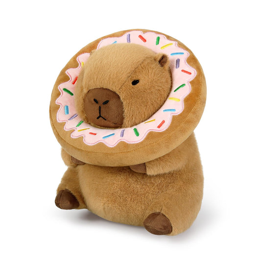 Ditucu capybara plush with donut headwear close-up for cozy play
