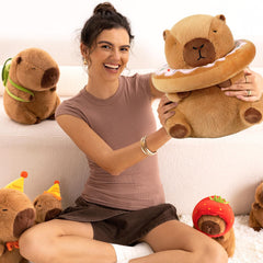 Ditucu capybara plush with detachable donut headwear for imaginative play