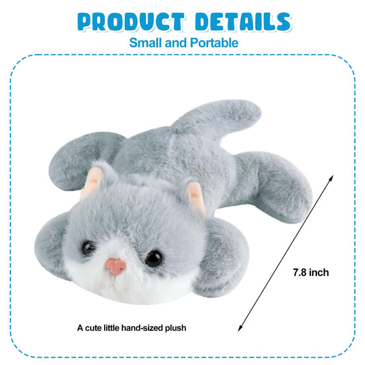 Ditucu cute cat plush full body gray, soft kid companion