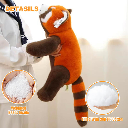 Ditucu red panda plush fabric close-up showing soft premium material for gentle cuddles.