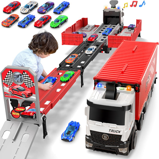 Diuerma carrier truck race track foldable 3-layer, durable transport play for active toddlers