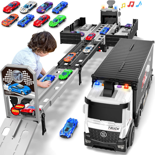 Diuerma carrier truck race track foldable 3 layer design for compact storage and immersive play
