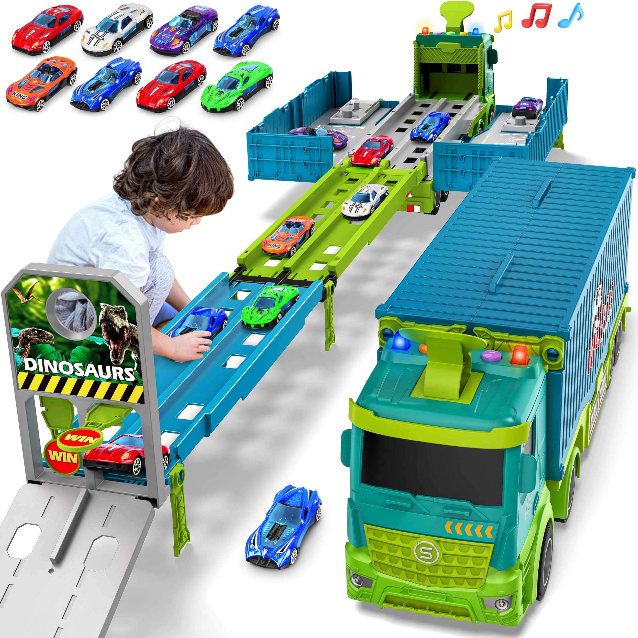 Diuerma carrier truck race track foldable 3-layer for toddlers