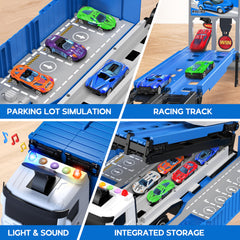 Traffic signs add realistic racing challenges during play.