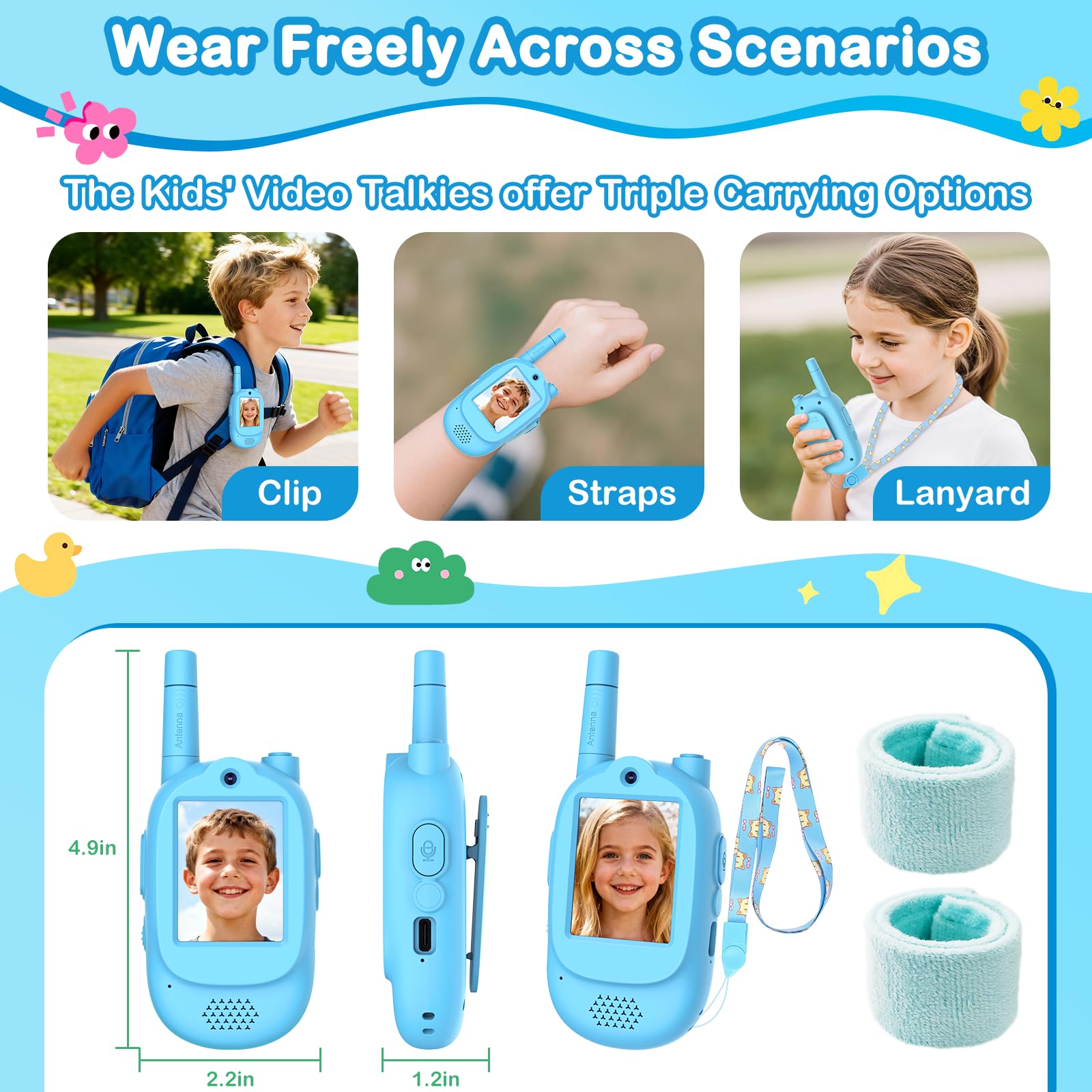 Divava video chat feature walkie talkie for kids blue