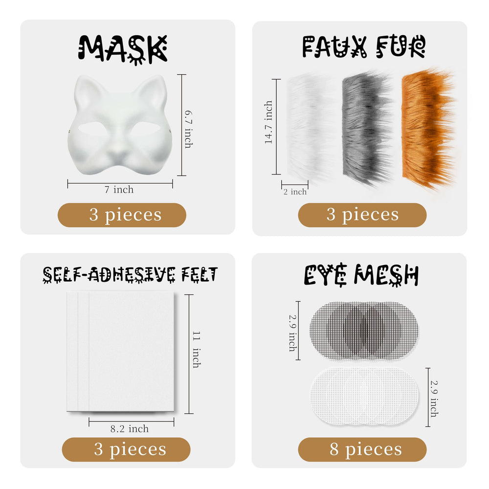 DIY Cat Mask Kit close-up of dense faux fur for a plush look.
