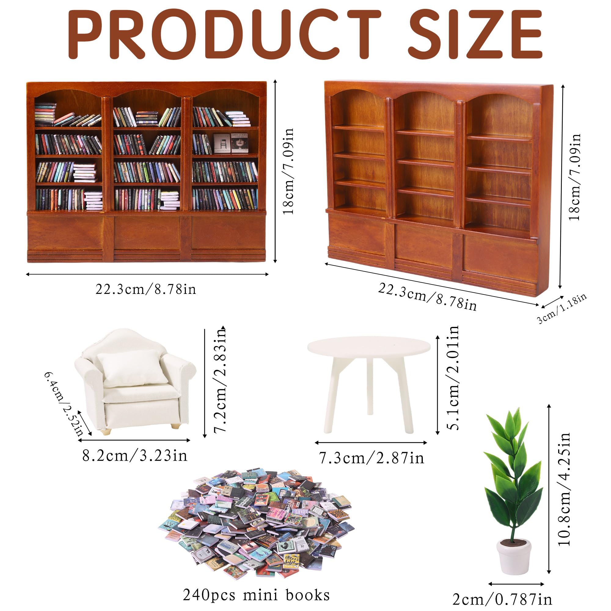 DIYDEC mini bookshelf with 240 mini books highlighting abundant movable pieces for customization