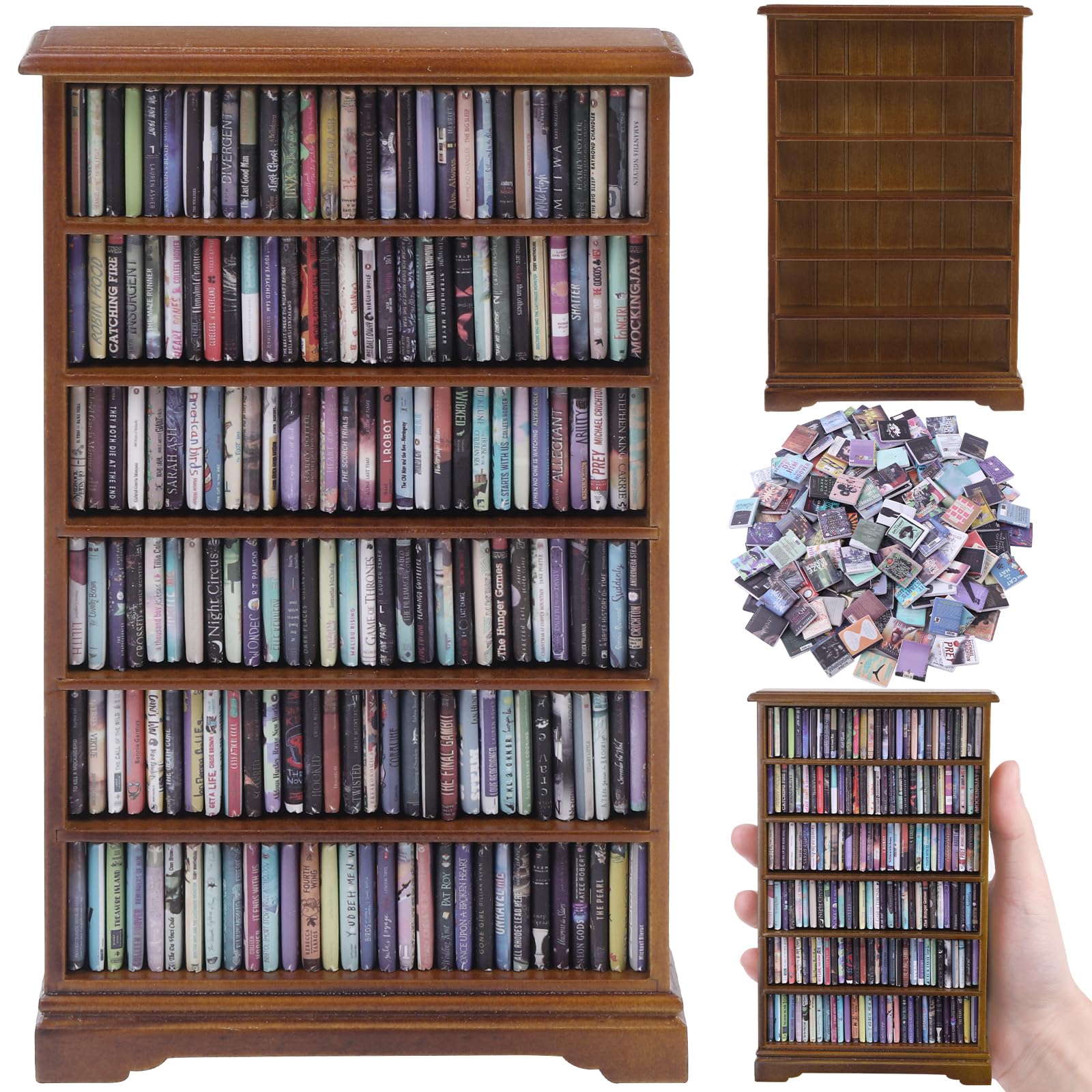 DIYDEC wooden mini bookshelf on a desk with movable books for personalized organization.