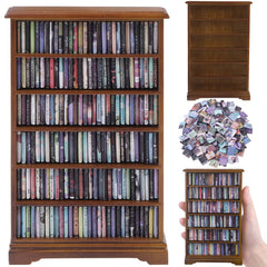 DIYDEC wooden mini bookshelf on a desk with movable books for personalized organization.