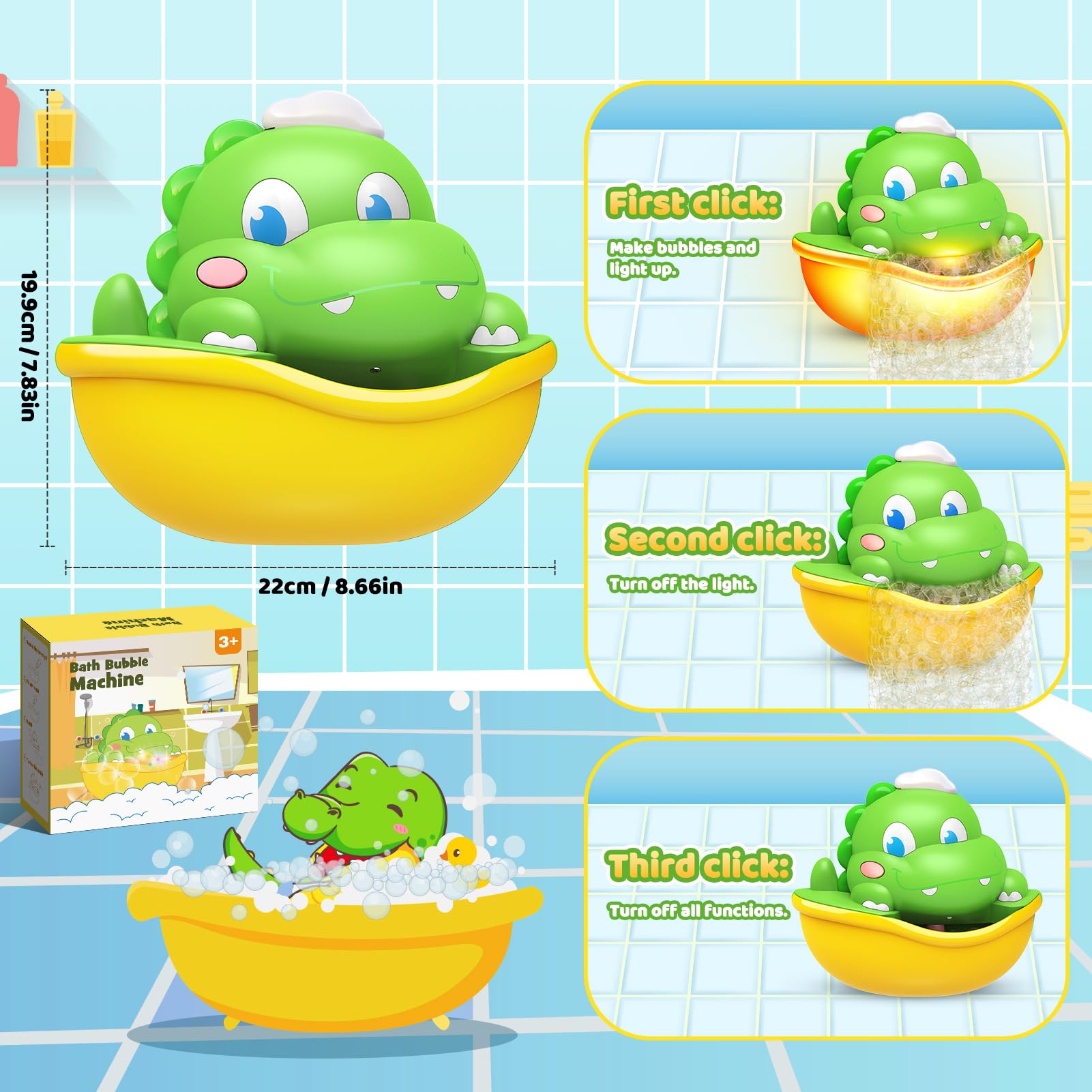 Diyfrety toddler bath time dinosaur toy engages kids 1-8