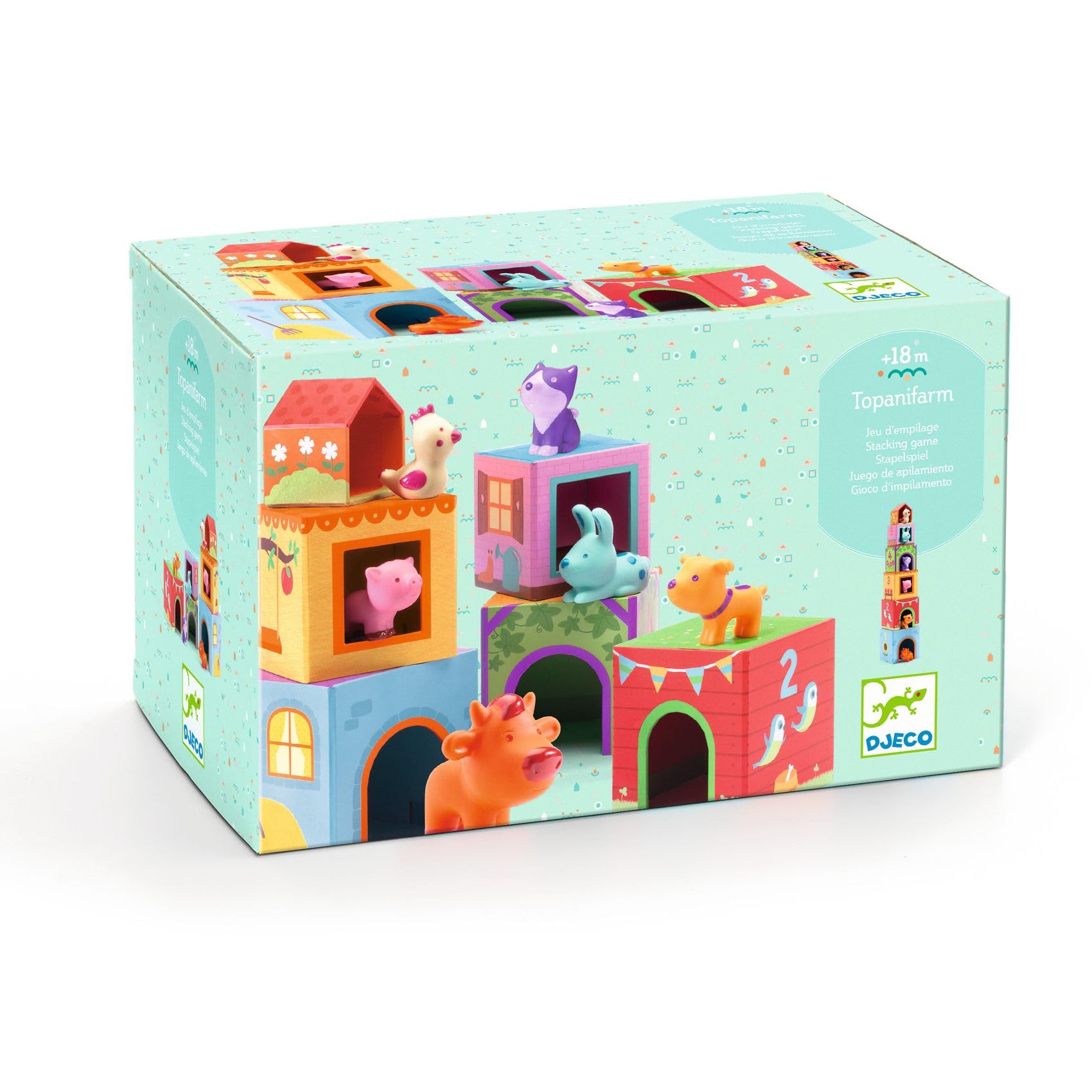 DJECO Topanifarm Blocks durable-design emphasizes long-lasting, safe play.