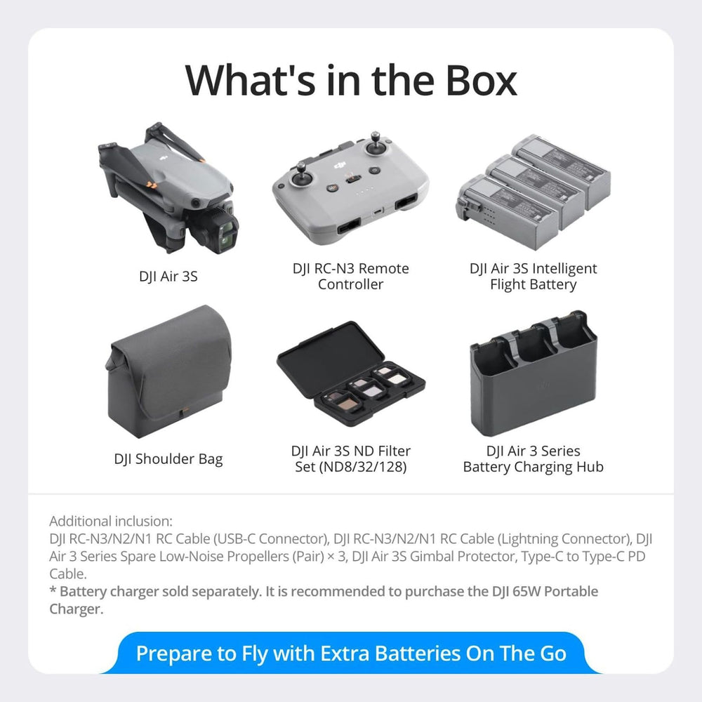 DJI Air 3S Fly More pack enables longer shooting sessions