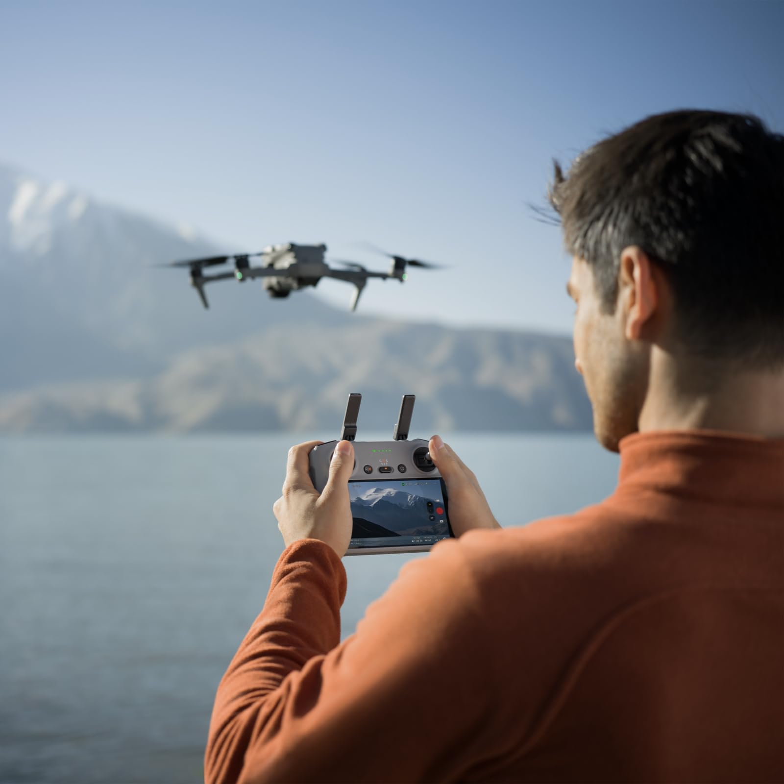 DJI Air 3S RC 2 remote controller with bright screen for easy framing.