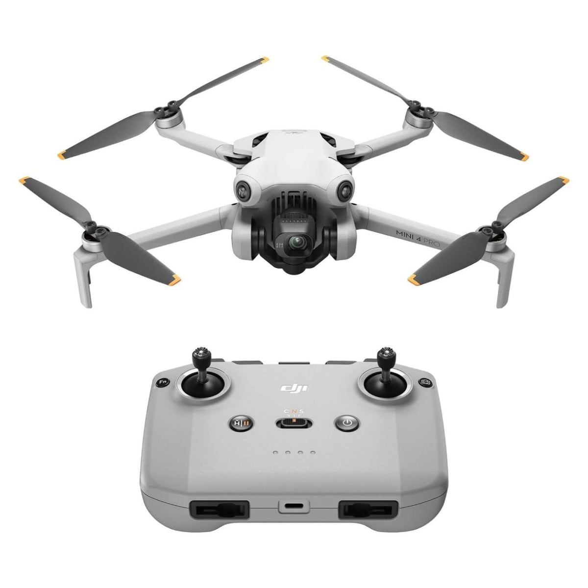 DJI Mini 4 Pro front view with RC-N2 ready for simple everyday flights.