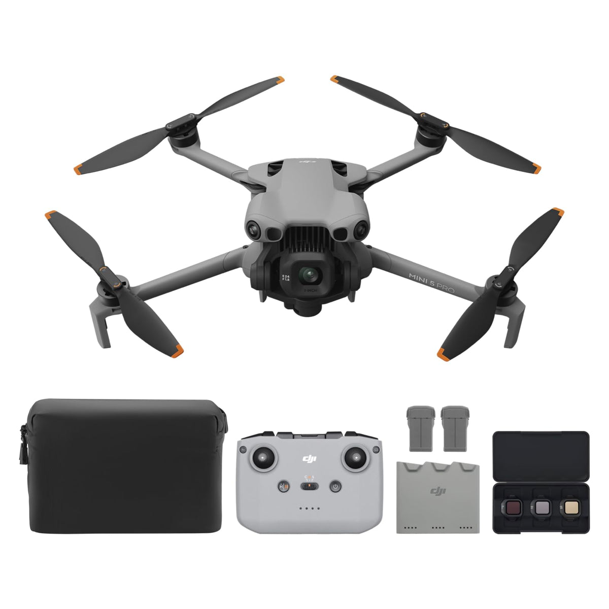 DJI Mini 5 Pro in folded pocket form, ultra-portable for travel and quick shoots.
