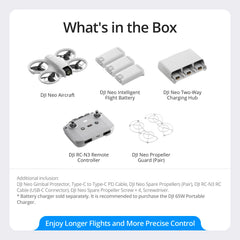 DJI Neo with RC-N3 controller option offers precise control.