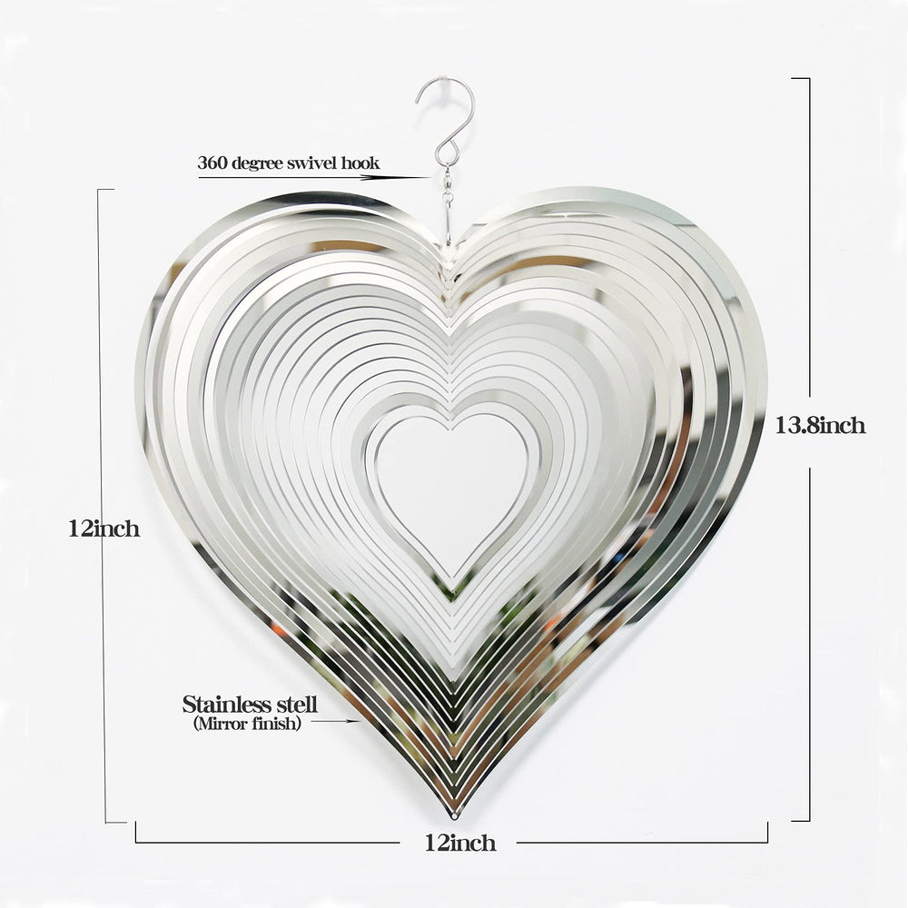 DJUAN heart wind spinner decorative piece enhances any outdoor space.