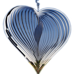 DJUAN silver heart wind spinner hanging for porch or balcony ambiance.