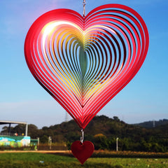 DJUAN wind spinner with red-yellow gradient heart for outdoor decor