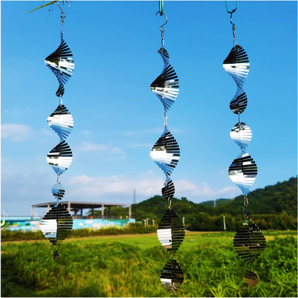 DJUAN Wind spinners with silver fishbone design create movement to deter birds