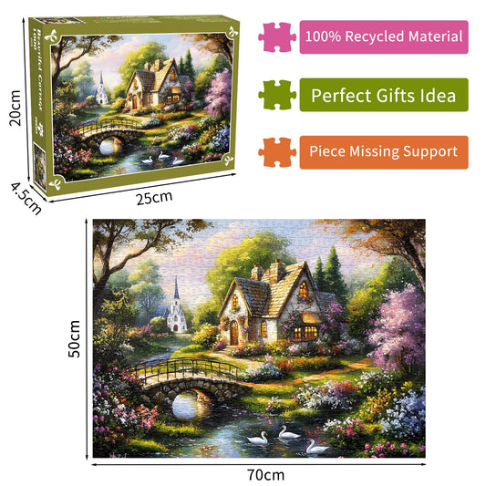 DKijoys ivy-clad cottage wall, cozy detail to enjoy during family puzzle time.