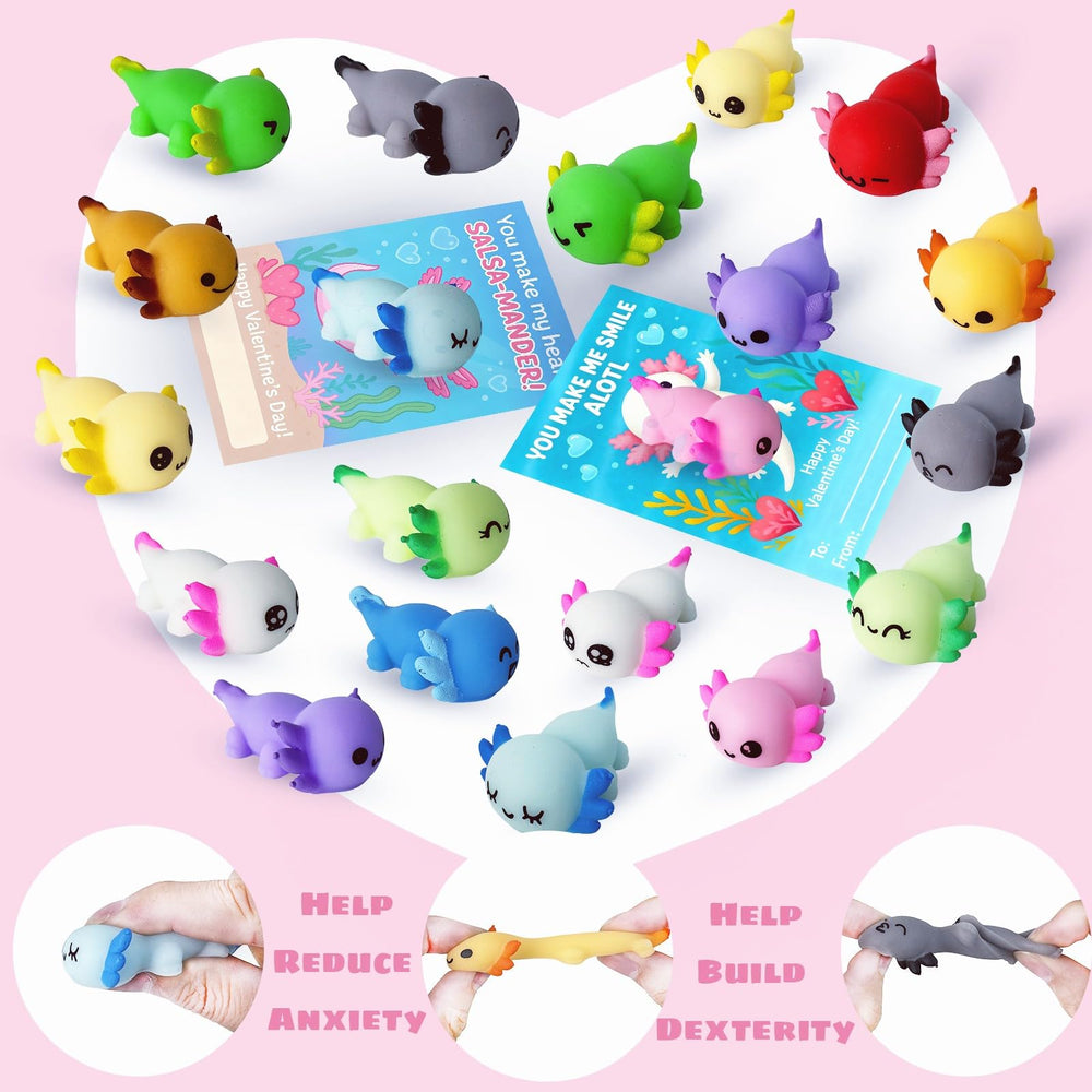 DKJOAZ axolotl mochi squishy color variety for kids.