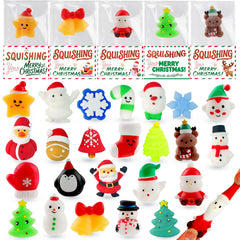 DKJOAZ Christmas Mochi Squishy 24-pack for party favors and classroom giveaways.