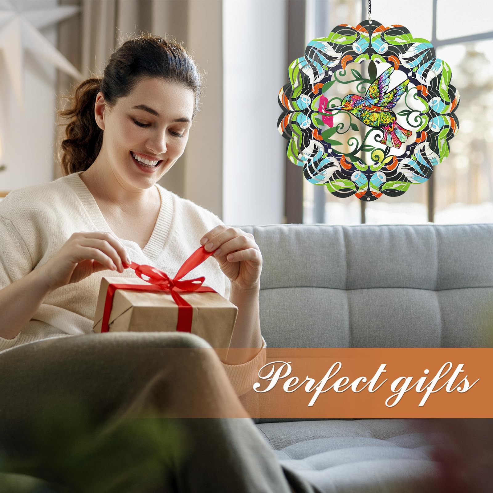 DKJOCKY hanging metal wind spinner ready for outdoor or indoor display