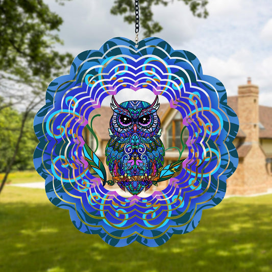 DKJOCKY Owl wind spinner 12-inch garden decor that catches breeze for eye-catching movement.
