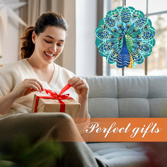 DKJOCKY Peacock Wind Spinner Indoor Hanging display elevates space