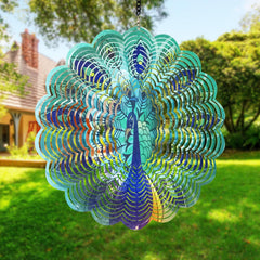DKJOCKY Peacock Wind Spinner Sparkling Finish in breeze
