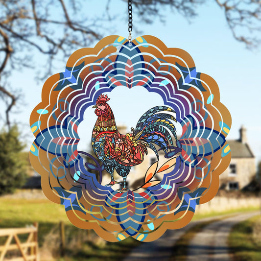 DKJOCKY rooster wind spinner with 3D kinetic design adds dynamic flair to outdoor spaces.